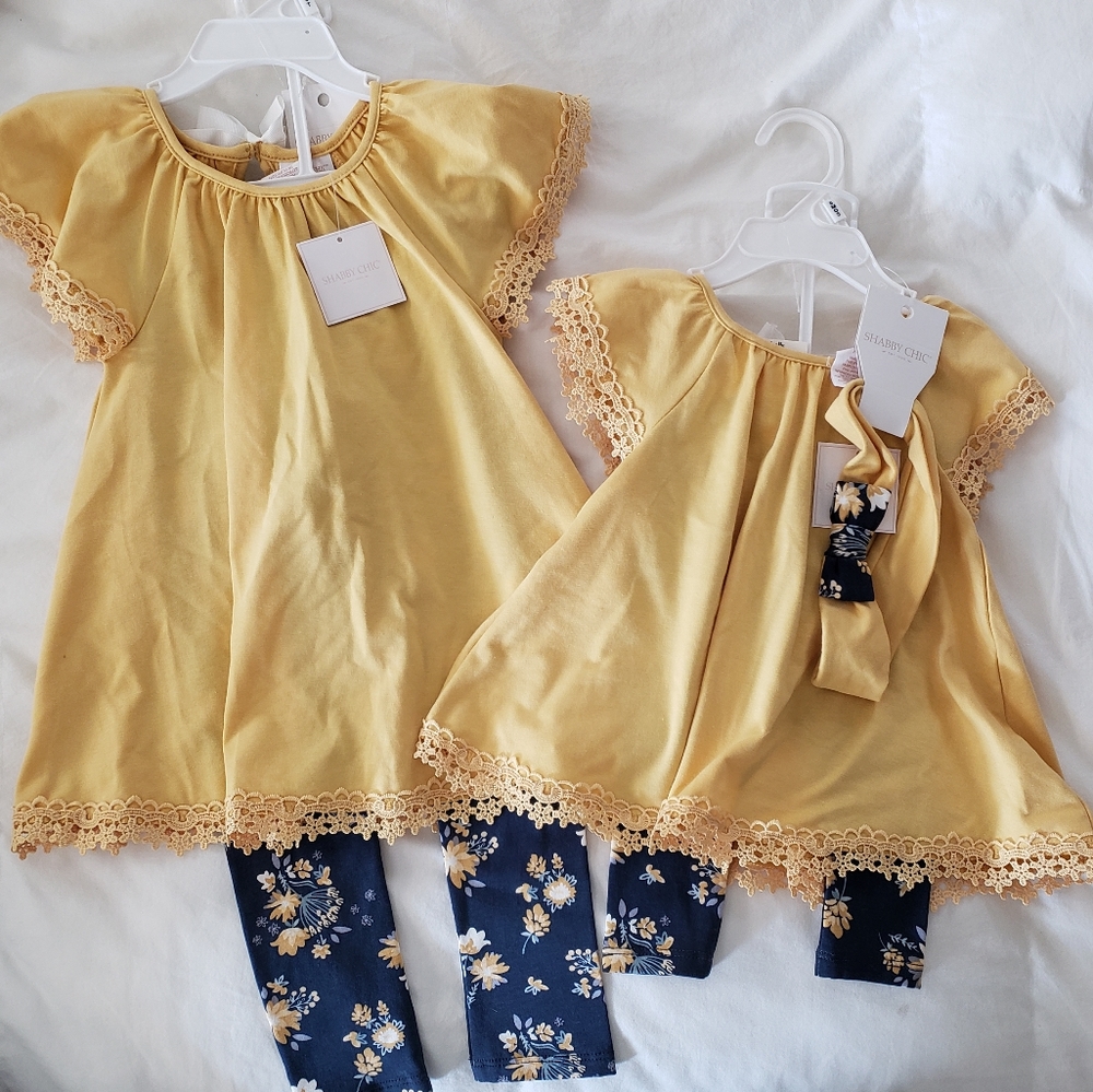 NWT Shabby Chic matching toddler and baby girl set